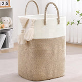 60L Cotton Rope Laundry Hamper Tall Woven Laundry Basket with Handles, Collapsible Clothes Hamper for Blankets Towels Laundry Storage Nursery Bedroom Bathroom Living Room