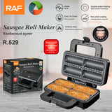 Electric Sausage Roll Maker with Non-Stick Dual-Sided Heating Plates, 800W Compact Countertop Appliance for Homemade Pastries, Savory Snacks and Breakfast Treats (Black)