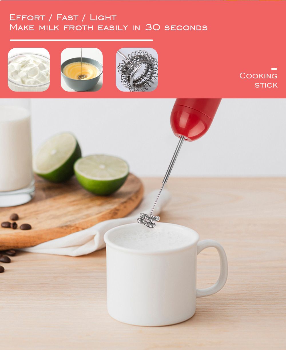 4-in-1 Multifunctional Handheld Immersion Blender Set with Egg Whisk, Chopper, Milk Frother and 700ml Beaker for Smoothies, Baby Food, Meat Mincing and Baking (Red)