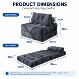 Convertible Folding Sofa Bed with Pumpkin Design, Corduroy Fabric, 3D Tufted Backrest, and Cylindrical Pillow for Living Room, Guest Room, and Small Apartments (Brown)