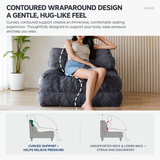 Convertible Folding Sofa Bed with Pumpkin Design, Corduroy Fabric, 3D Tufted Backrest, and Cylindrical Pillow for Living Room, Guest Room, and Small Apartments (Brown)