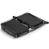 1000W Electric Indoor Grill and Panini Press with Non-Stick Double-Sided Plates, 180-Degree Open Flat Design for Steaks, Skewers, Sausages and Sandwiches, Compact Countertop Cooking Appliance for Everyday Home Meals (Silver)