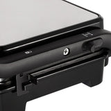 1000W Electric Indoor Grill and Panini Press with Non-Stick Double-Sided Plates, 180-Degree Open Flat Design for Steaks, Skewers, Sausages and Sandwiches, Compact Countertop Cooking Appliance for Everyday Home Meals (Silver)