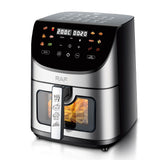 Smart Stainless Steel Air Fryer with Visible Glass Window, Touch and APP Control, Large Capacity for Oil-Free Cooking of Fries, Meat, Vegetables and Desserts in Home Kitchens (Silver)