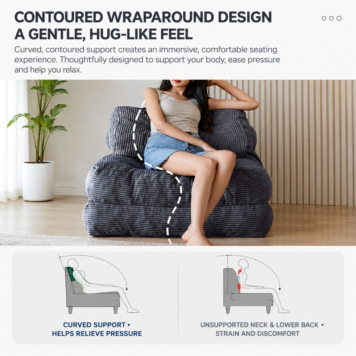 Convertible Folding Sofa Bed Pumpkin Design Corduroy Fabric Two-in-One Lounger for Living Room Bedroom Small Apartments Guest Room Daily Relaxation and Overnight Sleeping (Beige)