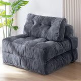 Convertible Folding Sofa Bed Pumpkin Design Corduroy Fabric Two-in-One Lounger for Living Room Bedroom Small Apartments Guest Room Daily Relaxation and Overnight Sleeping (Beige)