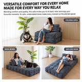 Convertible Folding Sofa Bed Pumpkin Design Corduroy Fabric Two-in-One Lounger for Living Room Bedroom Small Apartments Guest Room Daily Relaxation and Overnight Sleeping (Green)