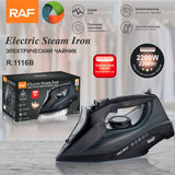 2200W Handheld Electric Steam Iron with Ceramic Soleplate, Continuous Steam and Vertical Ironing for Home Clothes Wrinkles (Black)