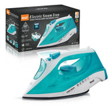 2200W Handheld Electric Steam Iron with Ceramic Soleplate, Continuous Steam and Vertical Ironing for Home Clothes Wrinkles (Cyan)