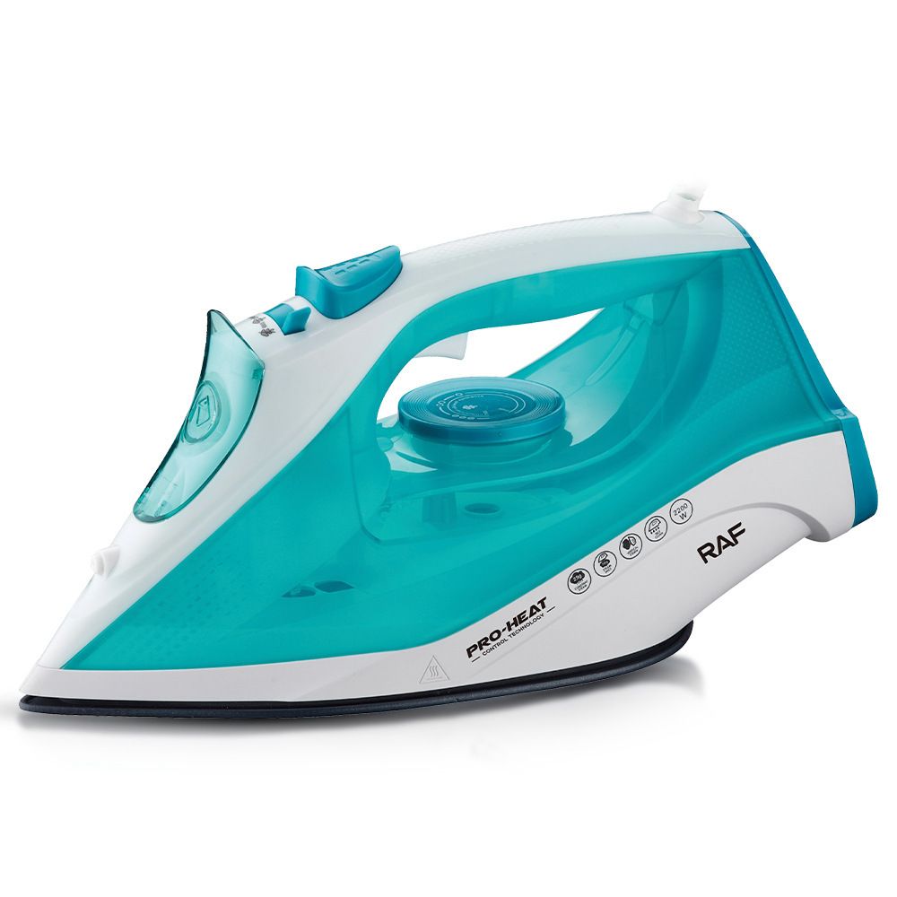 2200W Handheld Electric Steam Iron with Ceramic Soleplate, Continuous Steam and Vertical Ironing for Home Clothes Wrinkles (Cyan)