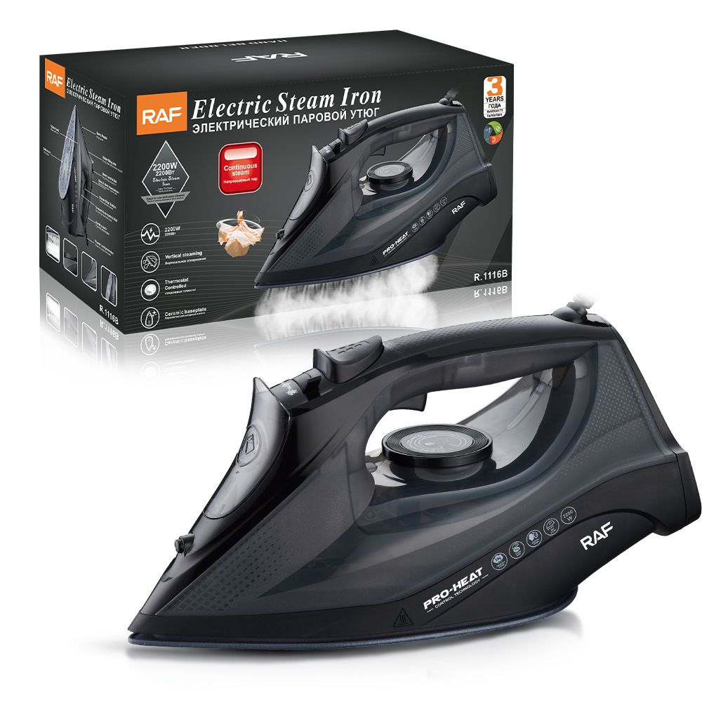 2200W Handheld Electric Steam Iron with Ceramic Soleplate, Continuous Steam and Vertical Ironing for Home Clothes Wrinkles (Cyan)