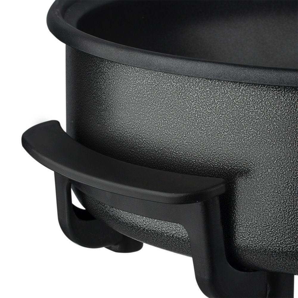 Electric Pizza Pan with Non-Stick Surface and Glass Lid, Adjustable Temperature Control for Home Baking and Grilling (Black)