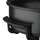 Electric Pizza Pan with Non-Stick Surface and Glass Lid, Adjustable Temperature Control for Home Baking and Grilling (Black)