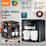 Dual Extraction Coffee Machine with Two Ceramic Cups, 650W Compact Espresso Maker for Home and Small Office, Easy to Clean, Makes Latte, Cappuccino, Macchiato and More (Black)