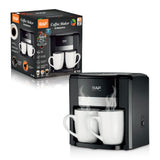 Dual Extraction Coffee Machine with Two Ceramic Cups, 650W Compact Espresso Maker for Home and Small Office, Easy to Clean, Makes Latte, Cappuccino, Macchiato and More (Black)