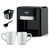 Dual Extraction Coffee Machine with Two Ceramic Cups, 650W Compact Espresso Maker for Home and Small Office, Easy to Clean, Makes Latte, Cappuccino, Macchiato and More (Black)