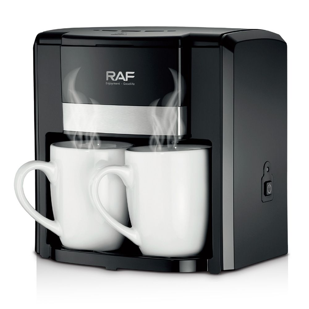 Dual Extraction Coffee Machine with Two Ceramic Cups, 650W Compact Espresso Maker for Home and Small Office, Easy to Clean, Makes Latte, Cappuccino, Macchiato and More (Black)