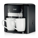 Dual Extraction Coffee Machine with Two Ceramic Cups, 650W Compact Espresso Maker for Home and Small Office, Easy to Clean, Makes Latte, Cappuccino, Macchiato and More (Black)