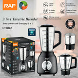 3-in-1 Electric Blender with Stainless Steel Jars, 350W Motor for Smoothies, Grinding, and Baby Food Prep in Home Kitchens (Black)