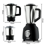 3-in-1 Electric Blender with Stainless Steel Jars, 350W Motor for Smoothies, Grinding, and Baby Food Prep in Home Kitchens (Black)