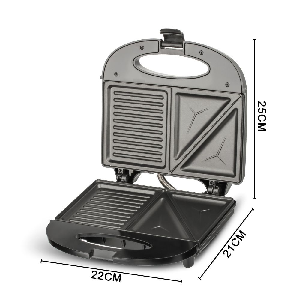 Compact Electric Sandwich Maker with Non-Stick Dual Grill Plates, Portable Hot Press for Quick Breakfast, Snacks and Light Meals in Small Kitchens (Black)