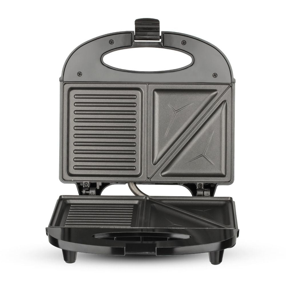 Compact Electric Sandwich Maker with Non-Stick Dual Grill Plates, Portable Hot Press for Quick Breakfast, Snacks and Light Meals in Small Kitchens (Black)