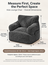 Kids Single Sofa Chair with Corduroy Fabric and Storage Pocket, Cozy Bean Bag Lounger for Children Bedroom and Home Reading Nook (Orange)