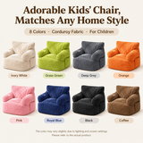 Kids Single Sofa Chair with Corduroy Fabric and Storage Pocket, Cozy Bean Bag Lounger for Children Bedroom and Home Reading Nook (Orange)