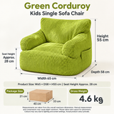 Kids Single Sofa Chair with Corduroy Fabric and Storage Pocket, Cozy Bean Bag Lounger for Children Bedroom and Home Reading Nook (Orange)