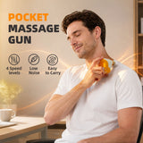 Pocket Mini Massage Gun for Home Office Travel Muscle Relief Portable Handheld Percussion Device with Interchangeable Heads (Silver)