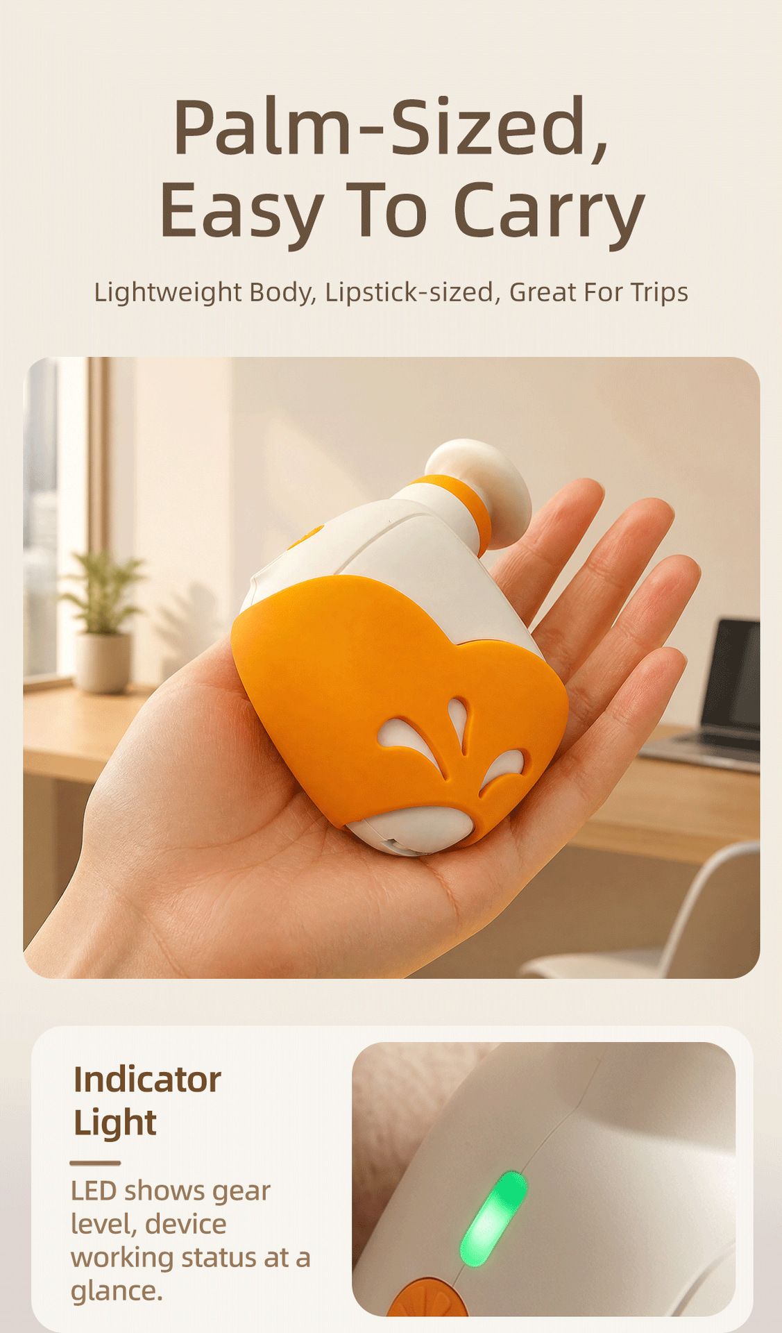 Pocket Mini Massage Gun for Home Office Travel Muscle Relief Portable Handheld Percussion Device with Interchangeable Heads (Silver)