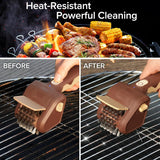 Handheld Electric Grill Cleaning Brush with Rotating Stainless Steel Head for Outdoor BBQ and Home Grill Maintenance (Brown)