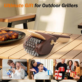 Handheld Electric Grill Cleaning Brush with Rotating Stainless Steel Head for Outdoor BBQ and Home Grill Maintenance (Brown)