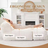 Ergonomic Bean Bag Chaise Lounger with Vertical Plush Fabric and High-Density Foam for Living Room Reading, Napping, and TV Watching (Blush)