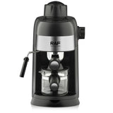 Compact 800W Espresso Coffee Maker with Steam Milk Frother, 240ml Glass Carafe, 4-Cup Capacity, Perfect for Home Kitchen and Small Office Use (Black)