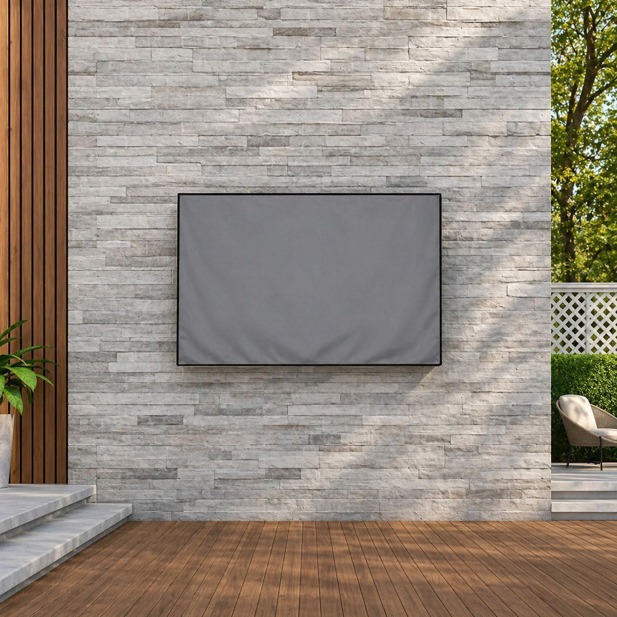 Weatherproof Outdoor TV Cover for Wall-Mounted Flat Screens – Waterproof, Dustproof, and UV-Resistant Protection for Patio, Balcony, and Garden Entertainment Areas (80"-85"(191x114×13cm), Grey)