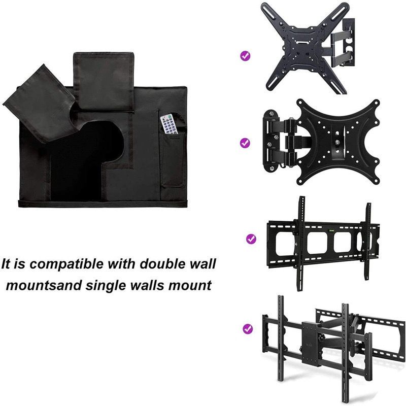 Weatherproof Outdoor TV Cover for Wall-Mounted Flat Screens – Waterproof, Dustproof, and UV-Resistant Protection for Patio, Balcony, and Garden Entertainment Areas (50"-52"(132×84×13cm), Black)