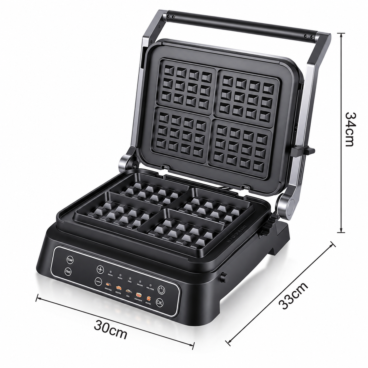 Two-in-One Electric Grill and Sandwich Maker with Interchangeable Non-Stick Plates, 180-Degree Flip-Open Design for Steaks, Paninis, Waffles, and Breakfast Favorites in Home Kitchens (Black)