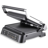Two-in-One Electric Grill and Sandwich Maker with Interchangeable Non-Stick Plates, 180-Degree Flip-Open Design for Steaks, Paninis, Waffles, and Breakfast Favorites in Home Kitchens (Black)