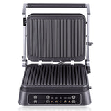 Two-in-One Electric Grill and Sandwich Maker with Interchangeable Non-Stick Plates, 180-Degree Flip-Open Design for Steaks, Paninis, Waffles, and Breakfast Favorites in Home Kitchens (Black)