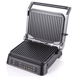 Two-in-One Electric Grill and Sandwich Maker with Interchangeable Non-Stick Plates, 180-Degree Flip-Open Design for Steaks, Paninis, Waffles, and Breakfast Favorites in Home Kitchens (Black)