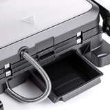 Two-in-One Electric Grill and Sandwich Maker with Interchangeable Non-Stick Plates, 180-Degree Flip-Open Design for Steaks, Paninis, Waffles, and Breakfast Favorites in Home Kitchens (Black)