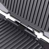 Two-in-One Electric Grill and Sandwich Maker with Interchangeable Non-Stick Plates, 180-Degree Flip-Open Design for Steaks, Paninis, Waffles, and Breakfast Favorites in Home Kitchens (Black)