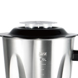 2-in-1 Electric Blender and Grinder with Stainless Steel Body, 1.5L Large Capacity Jar and Compact Glass Grinding Cup for Smoothies, Juices, Coffee Beans and Dry Ingredients (Silver)