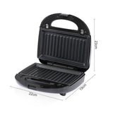 6-in-1 Electric Sandwich Maker with Interchangeable Non-Stick Plates for Waffles, Paninis, Donuts, Madeleines and Nut Snacks, Compact Countertop Press for Quick Family Meals and Breakfast (Black)