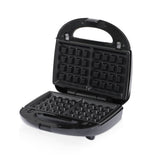 6-in-1 Electric Sandwich Maker with Interchangeable Non-Stick Plates for Waffles, Paninis, Donuts, Madeleines and Nut Snacks, Compact Countertop Press for Quick Family Meals and Breakfast (Black)
