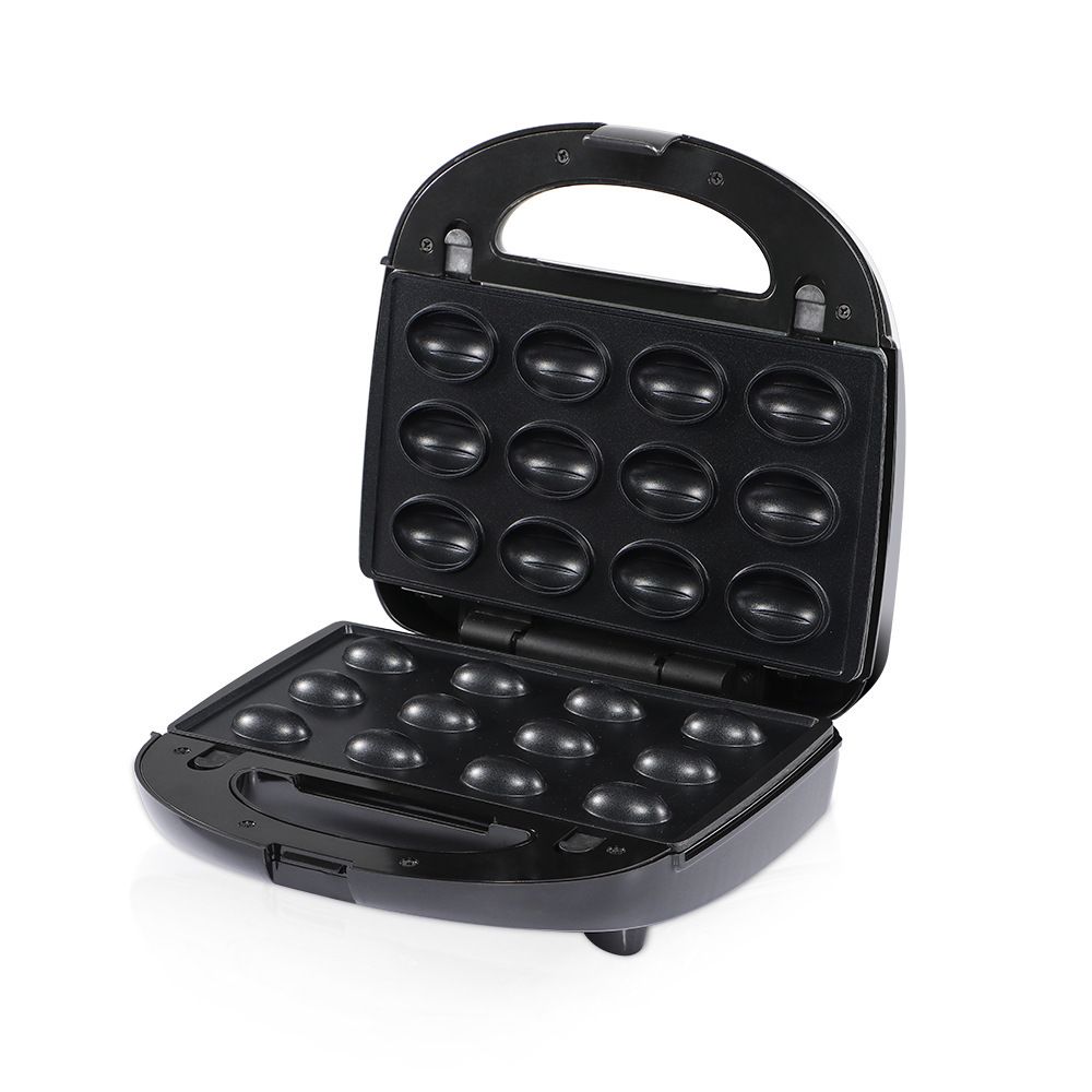 6-in-1 Electric Sandwich Maker with Interchangeable Non-Stick Plates for Waffles, Paninis, Donuts, Madeleines and Nut Snacks, Compact Countertop Press for Quick Family Meals and Breakfast (Black)