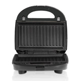 6-in-1 Electric Sandwich Maker with Interchangeable Non-Stick Plates for Waffles, Paninis, Donuts, Madeleines and Nut Snacks, Compact Countertop Press for Quick Family Meals and Breakfast (Black)