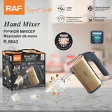 Handheld Electric Mixer with 5-Speed Control and Stainless Steel Attachments for Baking, Whipping Cream, Beating Eggs, and Kneading Dough in Home Kitchens (Champagne)