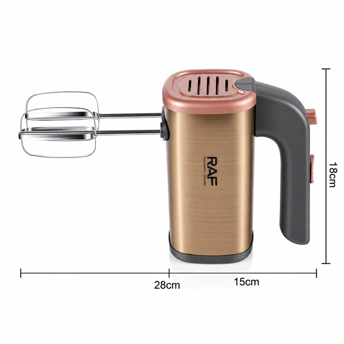 Handheld Electric Mixer with 5-Speed Control and Stainless Steel Attachments for Baking, Whipping Cream, Beating Eggs, and Kneading Dough in Home Kitchens (Champagne)